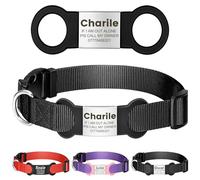 YEHANTI Nylon Collare Cane con Targhetta Personalizzata, Confortevole e Silenzioso, Medaglietta Cane Incisa al Laser con Nome, Indirizzo e Numero di Telefono (Nero)