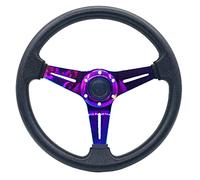 YEHICY 13.8 "volante da corsa auto Neo Chrome raggi piatto alla deriva volante sportivo universale con pulsante clacson in alluminio