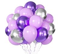 YEHNDA Palloncini Rosa Viola, Set da 60 pezzi da 12 pollici in Rosa, Metallizzato Lilla e Argento Metallizzato per Compleanni, Matrimoni, Feste e Baby Shower