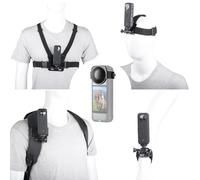 YEHOLDING 10 Pezzi Action Cam Kit per Insta360 X5, X4, X3, X2, Ace Pro, Ace, Pettorina, Cinghie per testa, Fascia da polso, Clip per Zaino,Tappo in silicone per lenti Compatibile con GoPro Hero, SJCAM