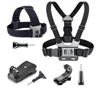 YEHOLDING 7 in 1 Kit accessori action cam, Pettorina di lunghezza regolabi, Cinghie per testa, Clip per zaino a installazione rapida, Compatibile con GoPro hero, DJI, SJCAM e altre Action Cam