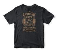 YeHongQing Gasoline Motor Oil Vintage Biker T-Shirt Motorcycle Motors Spirit T Shirt Tee Mens Tee Black S