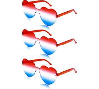 YEHOOM Occhiali per il 4 luglio, con motivo a 3 cuori, colore: rosso, bianco e blu, per festa dell'indipendenza