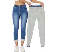 Yehopere Jeans da Donna in Pile Invernale, Imbottiti, Slim Fit, Caldi, Skinny a Vita Alta, Blu As22, S