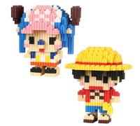 YEHUIMEI 2 Pezzi One Piece Building Blocks Set, Mattoncini, Bambini Educativo Giocattolo Blocks Anime Model Micro Blocks 3D Puzzle Mini Diy Blocchi Per Ragazzi Ragazze Decompressione Regalo(2Forma)