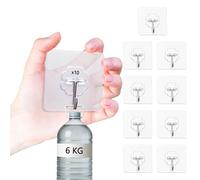 YEibi Confezione da 10 ganci adesivi piccoli e trasparenti per parete, ganci per cucina e bagno, senza foratura, ideali per chiavi e stracci, discreti