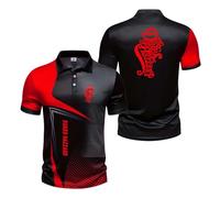 YEIDNDUD Polo da Uomo Patchwork 3D per D.u.KE.s G.en.eral L.e.e Car Training Maglietta A Maniche Corte con Bottoni Abbigliamento Tennis Mezza Manica Colletto-HongSe||x_l