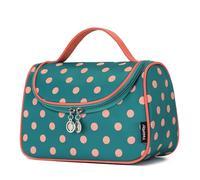 Yeiotsy, beauty case da viaggio, per cosmetici, fantasia a pois, da donna, Lake Blue (Blu) - 6970092208292
