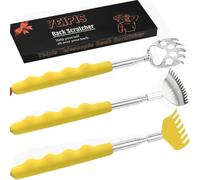 Yeipis Confezione da 3 grattaschiena manuale, estensibile, in metallo, portatile, telescopico, con bella scatola, regalo per uomini, donne, bambini, adulti (giallo)
