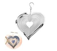 YEJAHY Amore Cuore di vento - Acciaio inossidabile - Carillon decorativo a vento - Ornamenti 3D artigianali - per esterni da appendere all'aperto (15 cm)