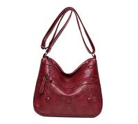 YEJBBUC Borsa a tracolla da donna, media, grande capacità, semplice, alla moda, leggera, rossa