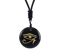 YEJBBUC Collana con ciondolo occhio di Horus egiziano, per ragazzi, ragazze, uomini, donne, nero, diametro: 30 mm, Diameter: 30mm, Plastica, come descrizione