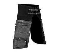 YEJBBUC Gambali medievali in pelle PU per costume cosplay avvolgere stivali pirata top cover nero