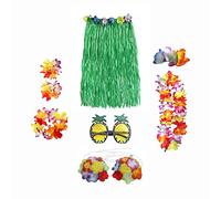 YEJBBUC Set costume hawaiano con gonna e costume Luau National Dress Cosplay 60 cm verde