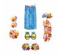 YEJBBUC Set costume hawaiano con gonna e costume Luau National Dress Cosplay 80 cm blu