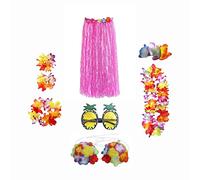 YEJBBUC Set costume hawaiano con gonna e costume Luau National Dress Cosplay 80 cm rosa