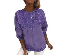 Yekdmxop Blusa Donna Elegante con Paillettes Taglie Forti Girocollo T Shirt Brillantini Natale Maglia Argento Manica Lunga Blusa Curvy Strass Magliette Capodanno Glitter Oro Tops Cerimonia Maglietta