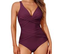 Yekdmxop Costume da Bagno Intero Donna Sexy Scollo a V Bikini Push Up Imbottito Reggiseno Curvy Costumi da Mare Donna Interi Monokini Un Pezzo Cross Controllo della Pancia Spiaggia Beachwear Swimwear