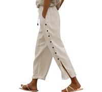 Yekdmxop Pantaloni Donna Eleganti Estivi Larghi a Gamba Larga Casual con Tasche Leggeri Elastico Pantaloni Bohémien Vita Alta Cotone 7/8 Pantalone Dritta Traspirante Spiaggia Jogger Yoga Offerte 2025