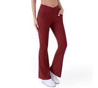 Yekdmxop Pantaloni Donna Eleganti Vita Alta Leggins Sportivi da Yoga Push Up Flare Pantaloni a Zampa Gamba Elasticizzati Larga V-Cross Leggings Sportivi Palestra Pilates Danza Fitness Curvy