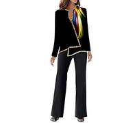 Yekdmxop Tailleur Donna Elegante Tute Donna Complete Taglie Forti Classico Tailleur Pantalone da Donna da Cerimonia Tuta Due Pezzi Primavera e Autunno per Cerimonia per Matrimoni e Feste