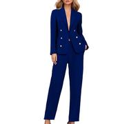 Yekdmxop Tailleur Donna Eleganti Curvy Completo 2 Pezzi Pantaloni e Giacca Cerimonia Tuta Completa Elegante Business Completi di Pantalone e Blazer Maniche Lunghe Tinta Unita per Matrimoni e Feste