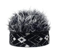 YEKEYI Berretto hip hop con capelli finti a spillo, parrucca divertente con teschio per padrone di casa, streetwear