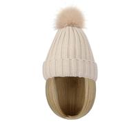 YEKEYI Caldo berretto lavorato a maglia con estensione dei capelli lisci sintetico parrucchino Beanie parrucca estensioni dei capelli