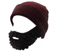 Yekeyi Cappello Unisex Divertente A Forma Di Barba In Maglia, Berretto Per Halloween, Maschera Antivento, Rosso vinaccia, Taglia unica