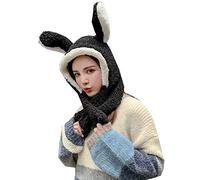 YEKEYI Orecchio in movimento che salta orecchie di coniglio pop up orecchie peluche berretto invernale caldo per donne ragazze nero