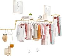 YEKIM Appendiabiti da Parete Negozio di Vestiti Banco di Mostra d'oro, Vendita al Dettaglio di Abbigliamento Porta Abiti Commerciale, Espositore per Negozio di Abbigliamento Pesante Appeso A Parete