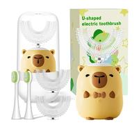 yeklike Spazzolino elettrico a forma di U per bambini, include 4 testine + 1 tazza antipolvere, 6 modalità di pulizia, design Capybara, pulizia a 360 gradi, grado di impermeabilità IPX7 (età 2-6 anni)