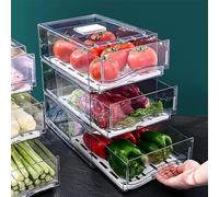 YekouMax Organizer Frigorifero, Impilamento Contenitori per Frigorifero, Salvaspazio, Riutilizzabile, Adatto per Cucina Familiare, Frigorifero, Ristorante, Ristorante Barbecue, Trasparente, Senza BPA