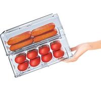 YekouMax Organizer Frigorifero, Organizzatore da Cucina Trasparente, Mantieni Il Cibo Fresco e Il Frigorifero in Ordine, Cassetto Portaoggetti Senza BPA, Frutta,Verdura,Carne,Snack(Medio,Set of 2)