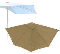 Yekuhe 2.7m Half Round Umbrella Ricambio Top Patio Parasole Canopy Ricambio 5ribs Garden Wall Parasole Top Cover per Piscina sul Retro, Mercato Mezzo Ombrellone Baldacchino(Cachi)