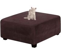 Yekuhe Velluto Copri Pouf Quadrato Elasticizzato Copri Poggiapiedi Quadrato Pieghevole Copertura Dell'Ottomano con Fondo Elastico Sofa Protettore per Soggiorno (Color : A12, Size : 85x85cm/34x34in)