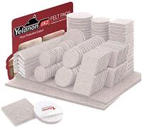 Yelanon Feltro per mobili, 182 feltrini autoadesivi, per sedie, antigraffio, per piedi di mobili, gambe della sedia, feltrini per mobili per pavimenti in legno duro, beige