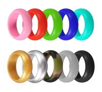 YELARXI Anelli sportivi in silicone, fedi nuziali in gomma, anelli di fidanzamento da uomo e da donna, adatti per sport all'aria aperta, palestra, fidanzamento, matrimonio, souvenir, 10 pezzi, misura