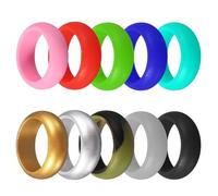 YELARXI Anelli sportivi in silicone, fedi nuziali in gomma, anelli di fidanzamento da uomo e da donna, adatti per sport all'aria aperta, palestra, fidanzamento, matrimonio, souvenir), 10 pezzi, misura