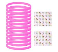 YELARXI Braccialetti in silicone, braccialetti in gomma tinta unita, braccialetti elastici in gomma vuota con adesivi sportivi, 12 pezzi, colore rosso rosa, adatti per pallacanestro, uomo, donna