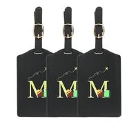 YELARXI Etichette per bagagli, lettere iniziali, etichette per bagagli da viaggio, in pelle PU, etichetta impermeabile per la protezione della privacy, nero, 2.76 x 4.33 inches, Nero M