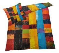 YELDAN Copripiumino Singolo 155x200 cm Colorato, Set di Biancheria da Letto in 2 Pezzi, Parure Copri Piumino 110gsm Microfibra con Cerniera e 1 Federa 50x80 cm Griglia Patchwork