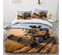 YELDAN Set Copripiumino Singolo Trattore, Copri Piumino 135x200 cm con Cerniera e 1 Federa 50x80 cm, Set di Biancheria da Letto 2 Pezzi in Microfibra con Motivo Fattoria