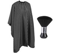 YELEGAI Mantella professionale per tagliare i capelli con spazzola per spolverare il collo, di grandi dimensioni, per saloni di parrucchiere, per uomini, donne e bambini (nero con strisce bianche)