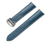 YELEMEABHB Adatto for sostituzione di for Cartier Tank London Key, cinturino in morbida pelle for grana litchi, fibbia pieghevole for uomo e donna. Accessori for orologi. Cinturino per orologio(Peacoc
