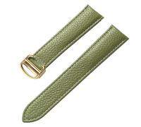 YELEMEABHB Adatto for sostituzione di for Cartier Tank London Key, cinturino in morbida pelle for grana litchi, fibbia pieghevole for uomo e donna. Accessori for orologi. Cinturino per orologio(Olive