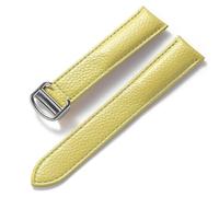 YELEMEABHB Adatto for sostituzione di for Cartier Tank London Key, cinturino in morbida pelle for grana litchi, fibbia pieghevole for uomo e donna. Accessori for orologi. Cinturino per orologio(Lemon