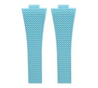 YELEMEABHB Adatto for Tissot PRX Series Super Player Convex Men Fluoro Rubber Quick Release Butterfly Buckle Watch Band Accessories 12mm Cinturino per orologio(Light blue)