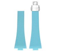 YELEMEABHB Adatto for Tissot PRX Series Super Player Convex Men Fluoro Rubber Quick Release Butterfly Buckle Watch Band Accessories 12mm Cinturino per orologio(Light blue Clasp)