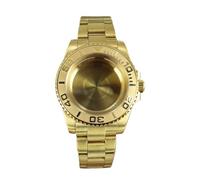 YELEMEABHB Cassa for orologio da 40 mm, cinturini in oro, zaffiro, adatta for Seiko NH35 NH36 NH70 8215 2824, lunetta nera Yacht, parti, bracciale Oyster, fibbia scorrevole Cassa dell'orologio(Brushed